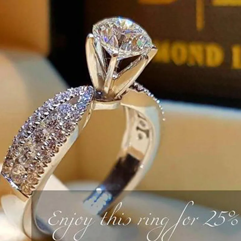 

Luxury Full Diamond Six-claw Group Diamond Ring European Beauty Diamond Ring Wedding Hand Jewelry