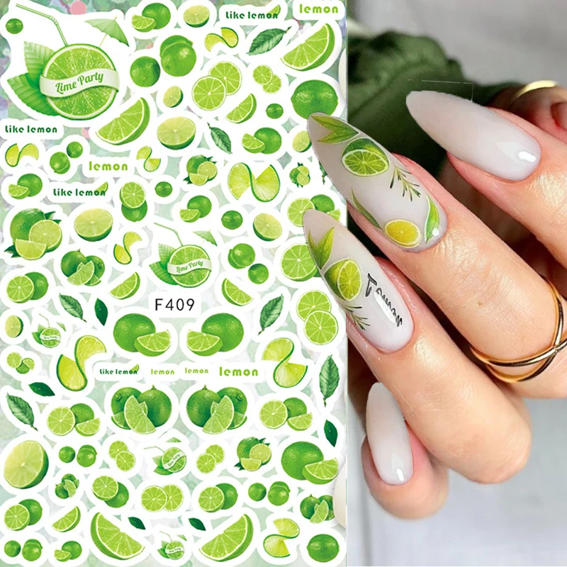 

Летние наклейки для ногтей с лимоном, 3D клейкие слайдеры, наклейки для дизайна ногтей в виде ананаса, декоративные маникюры