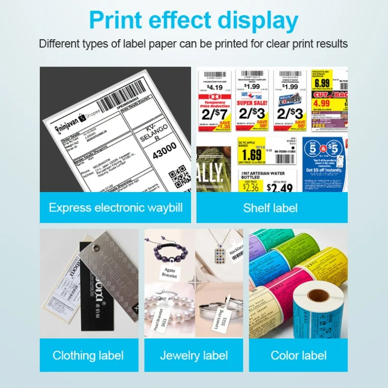 ZJ-9220 Термопринтер этикеток Эффект печати Дисплей с резаком для зубов Разрыв