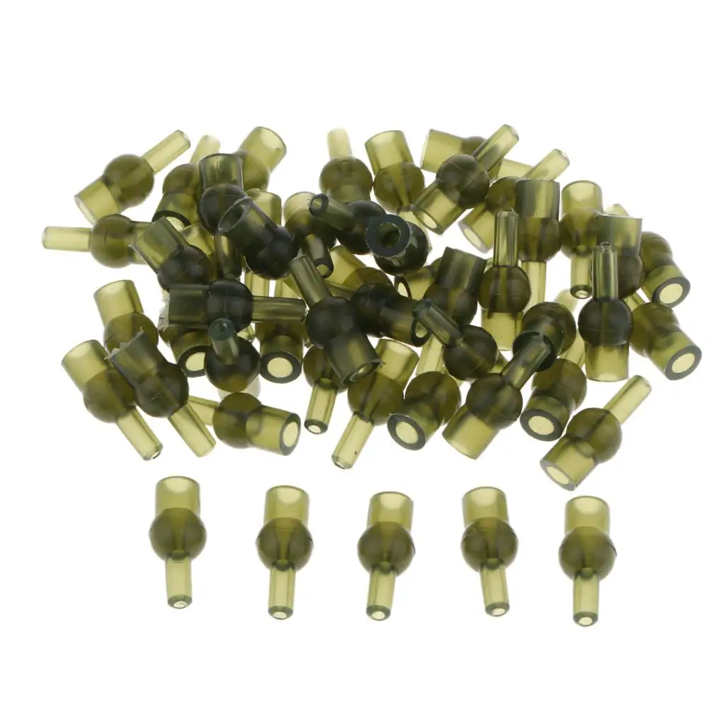 

50pcs Green Rubber Run Rig Bead Fishing Tulip Beads for Carp Fishing Rigs