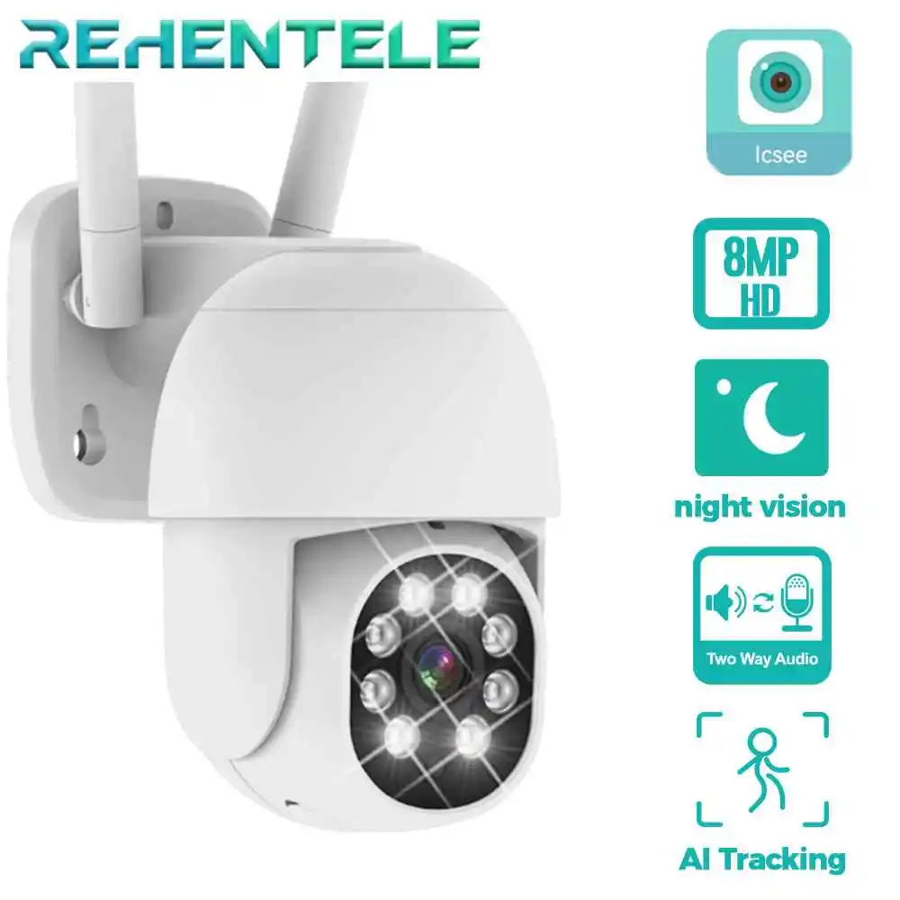 

4K 8MP Wireless IP Camera Outdoor Street Security Wifi PTZ Camera HD Auto Tracking Video H.265 Surveillance CCTV Camera Onvif