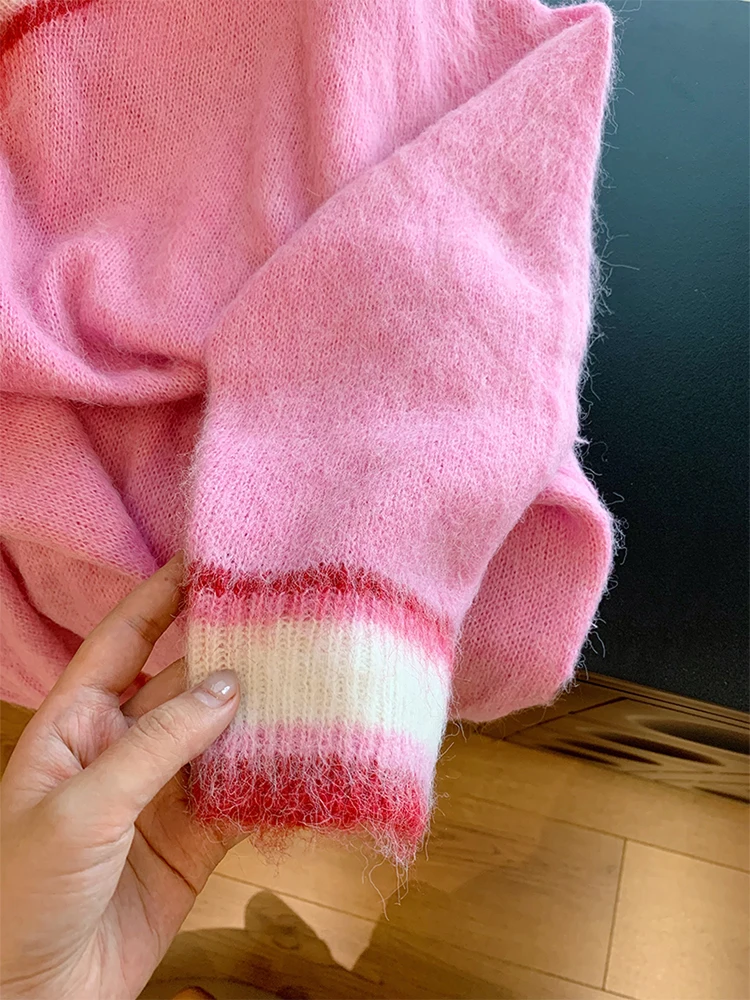 Розовый свитер пуловер для офиса осень-зима серый простой эластичный плюшевый