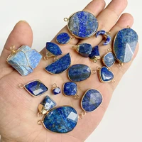 natural stone pendants healing gold color lapis lazuli for diy fashion necklace earring jewelry charm connector gift accessories