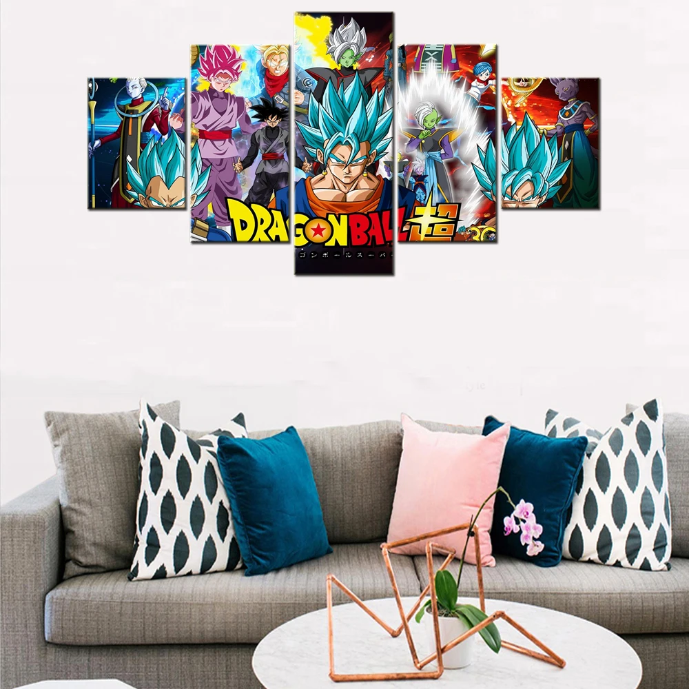

Painting Home Living Room Decor Wall Art Picture Framed Canvas HD Printed 5 Panel Japan Anime Dragon Warrior Team Modern Poster