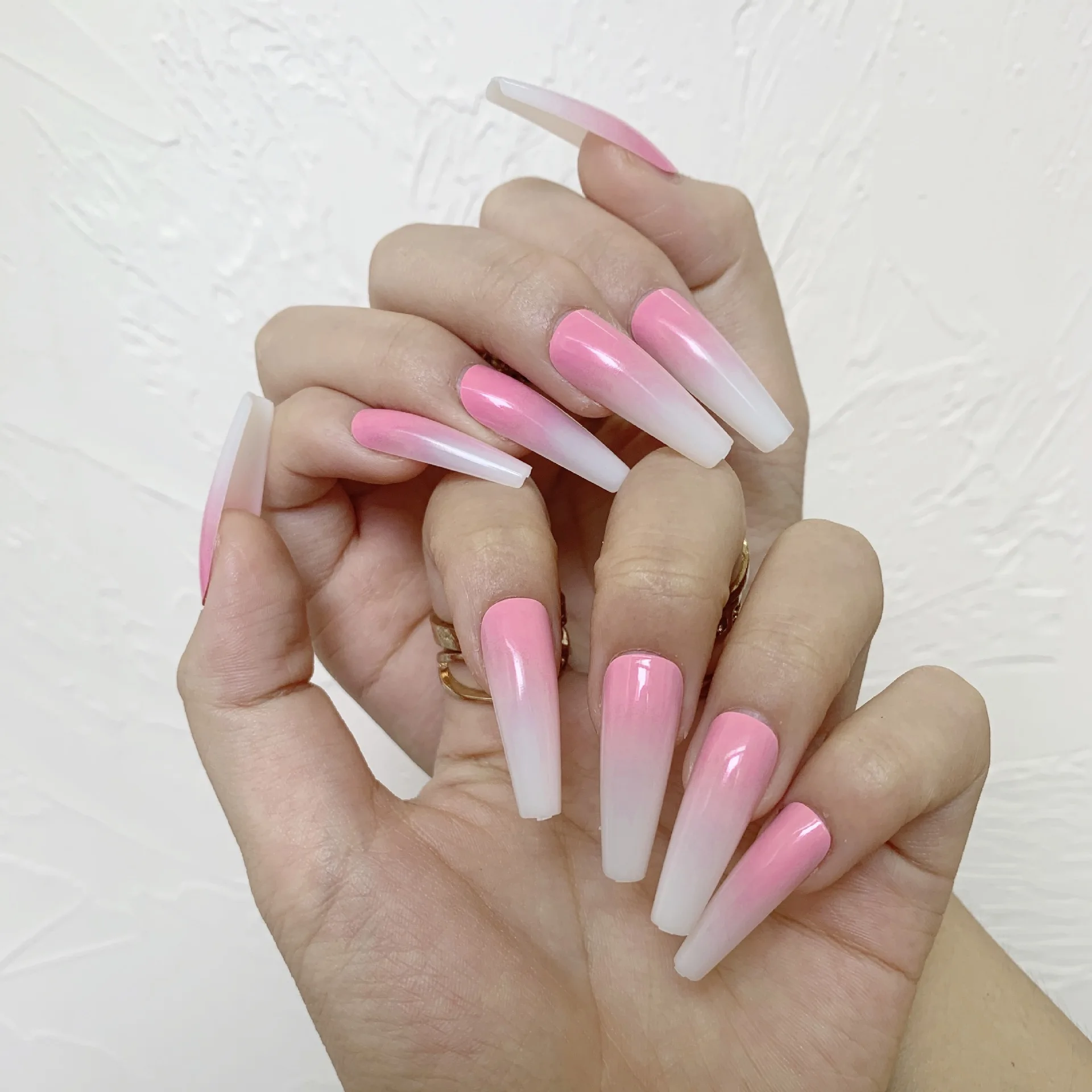 

24pcs Gradient Colors Artificial Fingernails Long Coffin Ballerina Press On Nails Women Beauty Full Cover Nails Tips