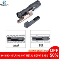 tactical m640 m340 airsoft flashlight metal mount base for mlok keymod rail%c2%a0 ar 15 rifle hunting weapon scout light base