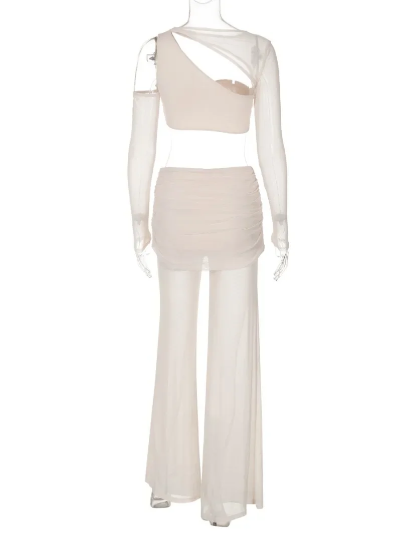 Элегантный женский ажурный наряд из двух предметов для вечеринки ночного клуба