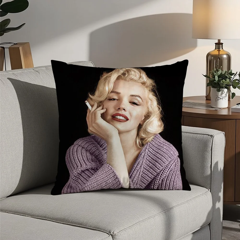 M-Marilyn M-Monroe Decorative Pillow Case Plush Fabric Soft Pillowcase Double Sided Print Cushion Cover Household Gifts