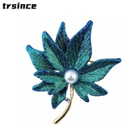 new korean maple leaf brooch high end colorful double layer pearl clothing accessories womens birthday gifts