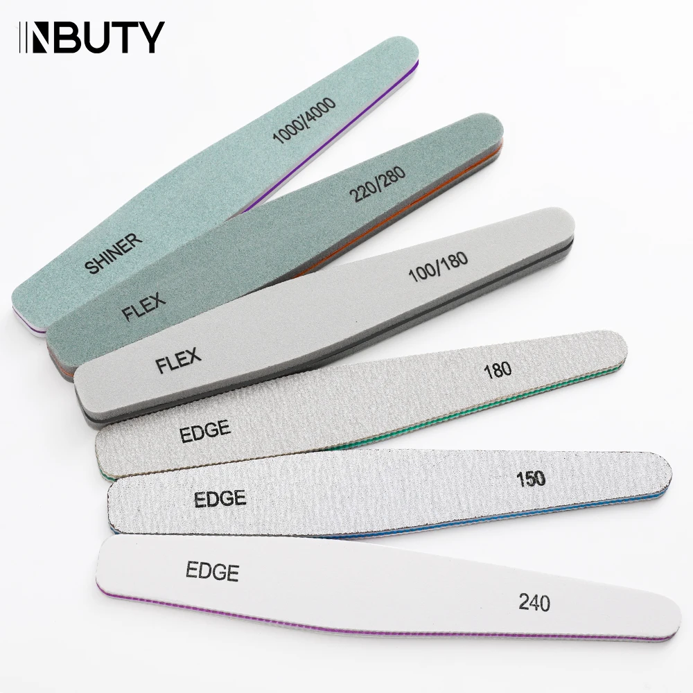 

Пилка для ногтей INBUTY, 6 шт., набор для маникюра, двусторонняя зернистость, буферный блок, профессиональные инструменты для ногтей, 100, 180, шлифо...