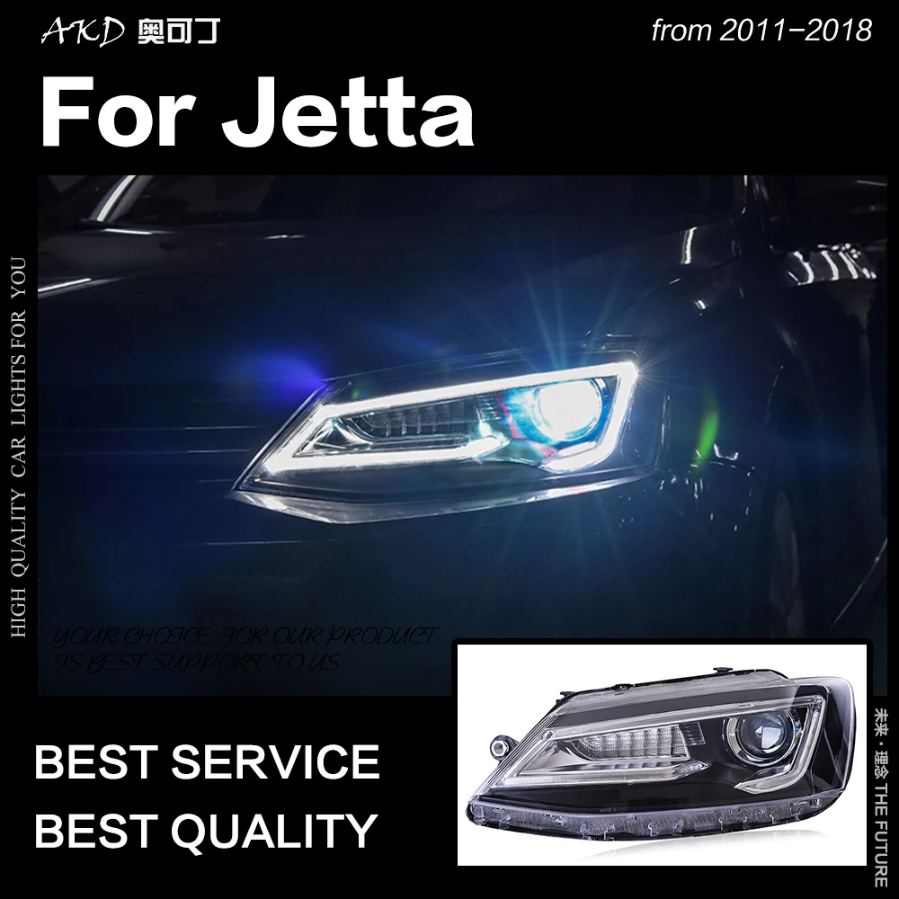 

Фары AKD для VW Jetta 2011-2018 Jetta mk6 mk7, фары головного света, дизайн A5, дневные ходовые огни Hid, биксеноновые автомобильные аксессуары, 2 шт.