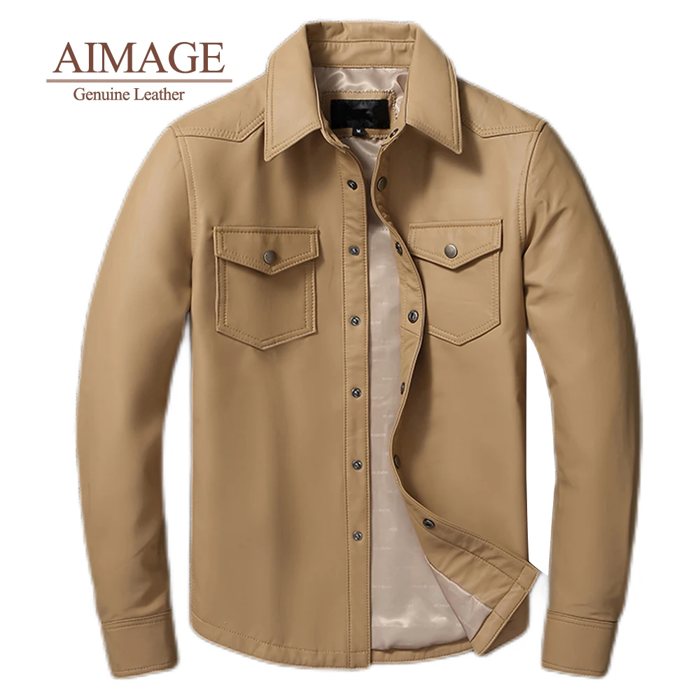 

Sheepskin Jaqueta De Couro Masculino Autumn Geniune Leather Jackets For Men Casual Solid Chaqueta De Cuero Para Hombre PY341