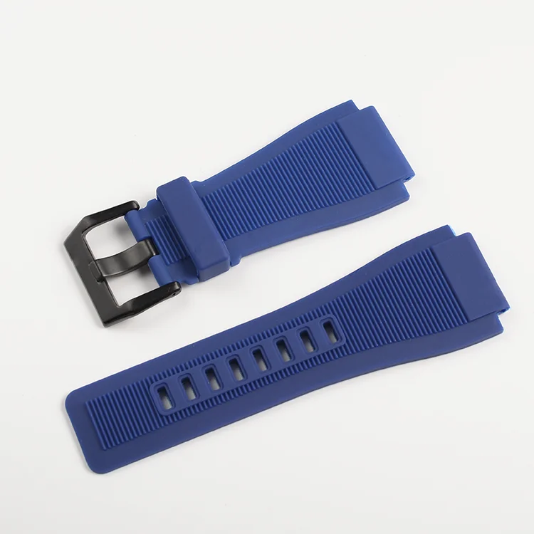 33mm*24mm Black Blue Silicone Rubber Watchband Pin Clasp Diver Resin Strap For Bell Ross BR01 BR03 Watch BR