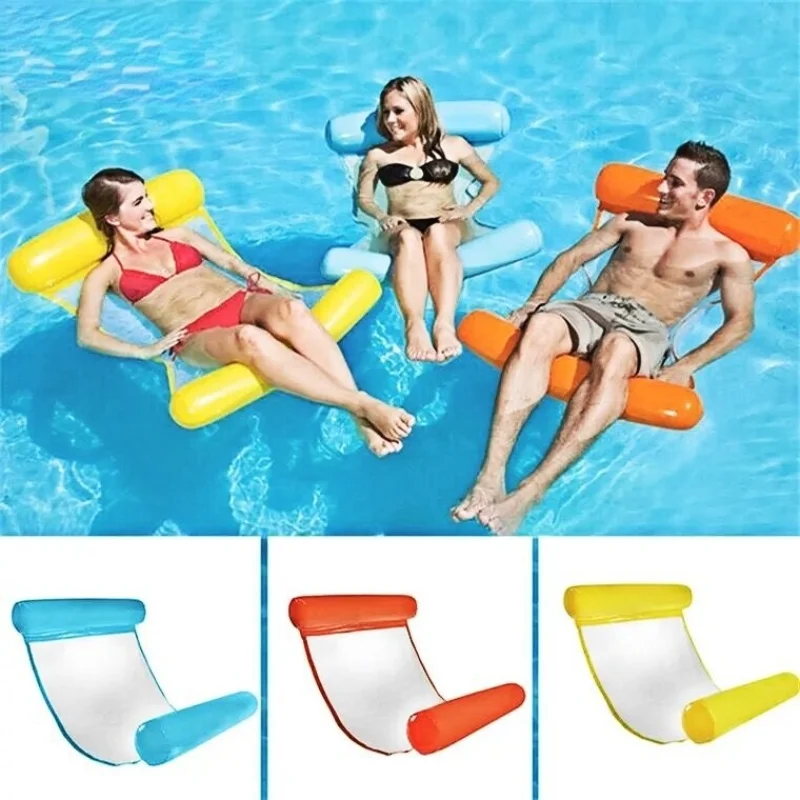 

Плавающий стул из ПВХ для бассейна, складной надувной гамак, спинка, летняя пляжная шезлонг, 120x80 см