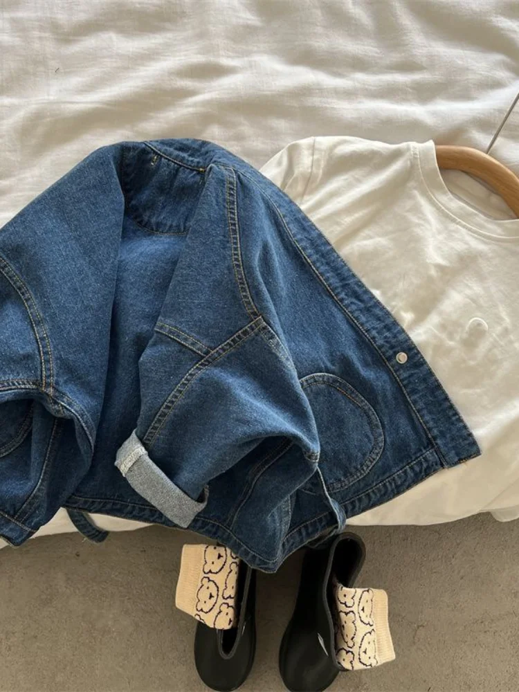 Джинсовое пальто для маленьких и средних детей 2023 Bujianna Tide ~ Весенняя новая