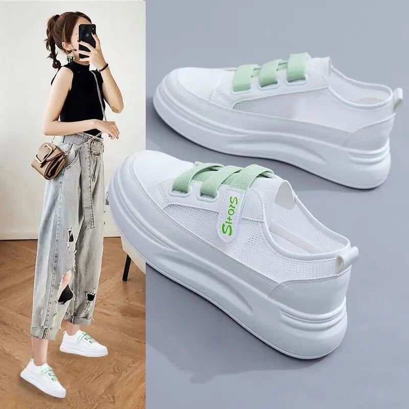 

Woman Light Mesh Breathable Ladies Casual Shoes Fashion Hook & Loop Sneakers Women's Shoe Summer New Comfortable Sport Shoe