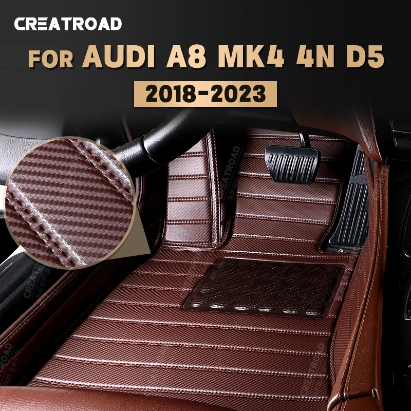 

Коврики из углеродного волокна для Audi A8 MK4 4N D5 5-Seat 2018-2023 19 20 21 22, аксессуары для интерьера автомобиля