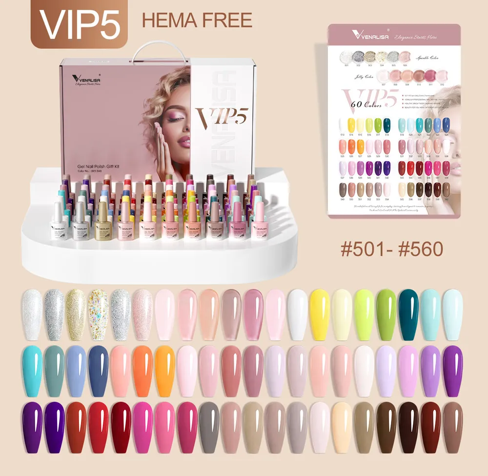 Фото TPO/HEMA FREE VENALISA VIP-набор Гель-лак для ногтей Фирменный гель-набор для чемодана Идеальный пигмент Профессиональный дизайн ногтей Стойкий гель №2