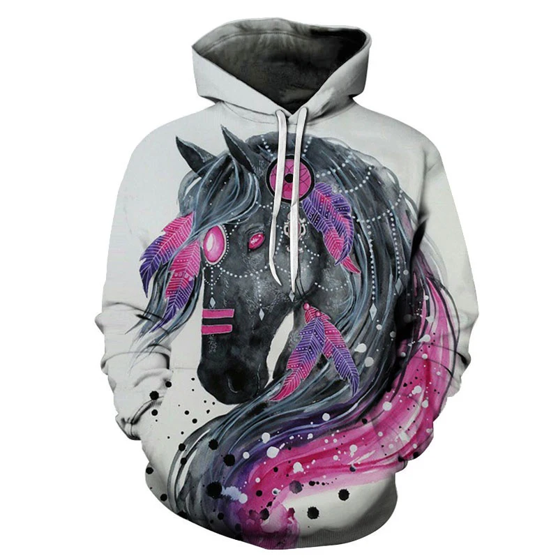 

2023 Newest Fashion 3D Printed Painted Unicorn Horse Animal Hoodie Sweatshirt Print Long Sleeve Men Plus Size Hoodie Sweatshirts