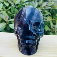 natural clear fluorite crystal skull hand reiki healing skull furnishing articles raw ore specimens alleviate fatigue stone