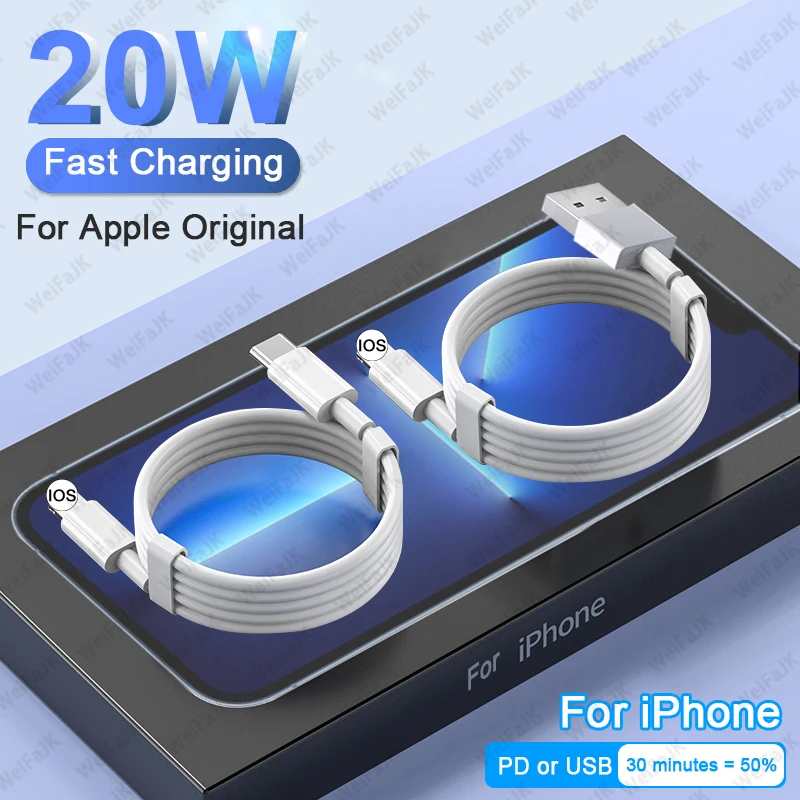 Apple Оригинальный 20 Вт USB C к Lightning PD кабель для iPhone 11 12 13 Pro Max XS XR X SE 7 8 6 6S Plus 5s AirPods iPad Air