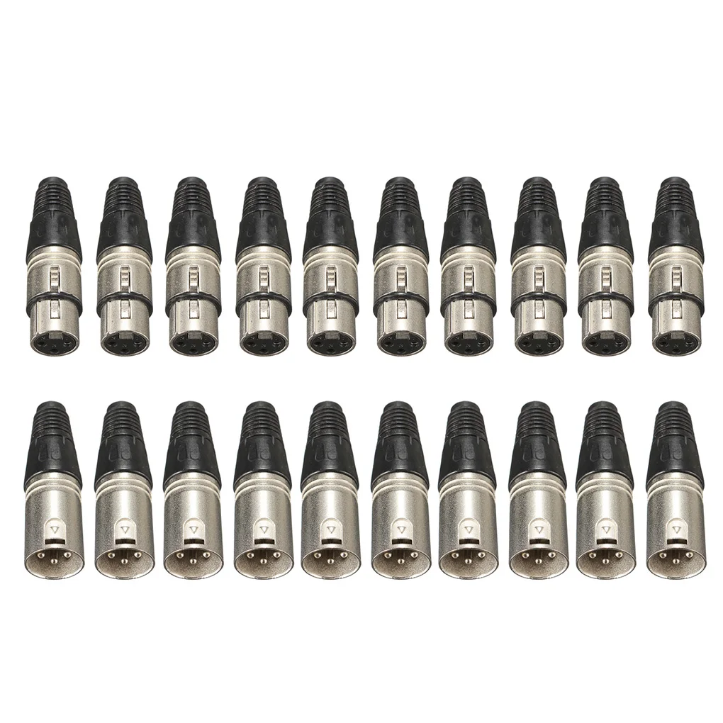 

Комплект коннекторов XLR для аудиокабеля, комплект из 10 пар переходников для микрофона, мини-конвертер, вилка, принадлежности для электродин...