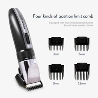 kemei rechargeable electric hair clipper adjustable limit comb design low noise strong power professional hair trimmer 42d