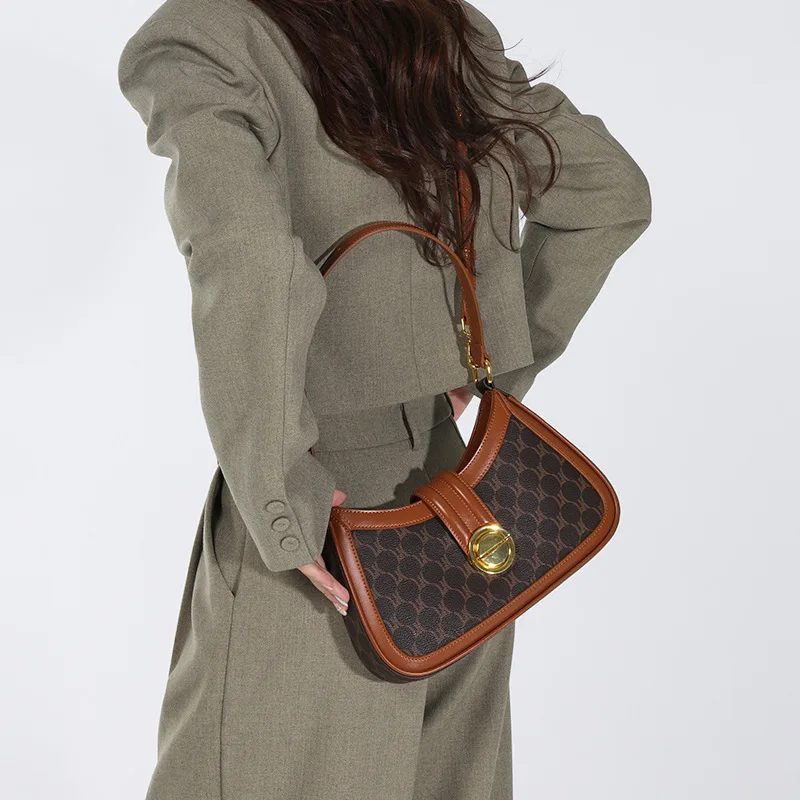 LOERSS Women's Vintage Casual Underarm Bags Shoulder Bag Simple Printed Large Capacity Crossbody Bag New Designer Handbag