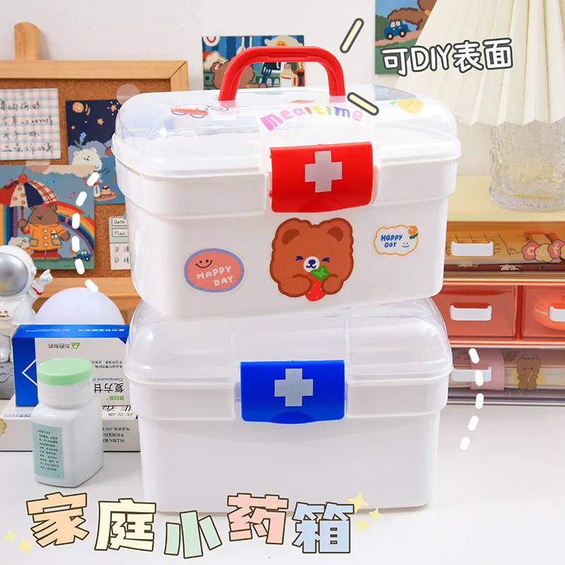 

Простой ящик для хранения лекарств, контейнер для хранения лекарств в экстренных случаях, портативный Многоуровневый пластиковый контейне...