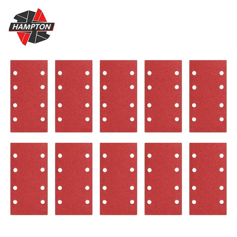 

HAMPTON 8 Hole Flocking Sand Paper Grit40-800 95x185mm Square Sandpaper Abrasive Tools For Wood Metal Polishing Tools 10pcs