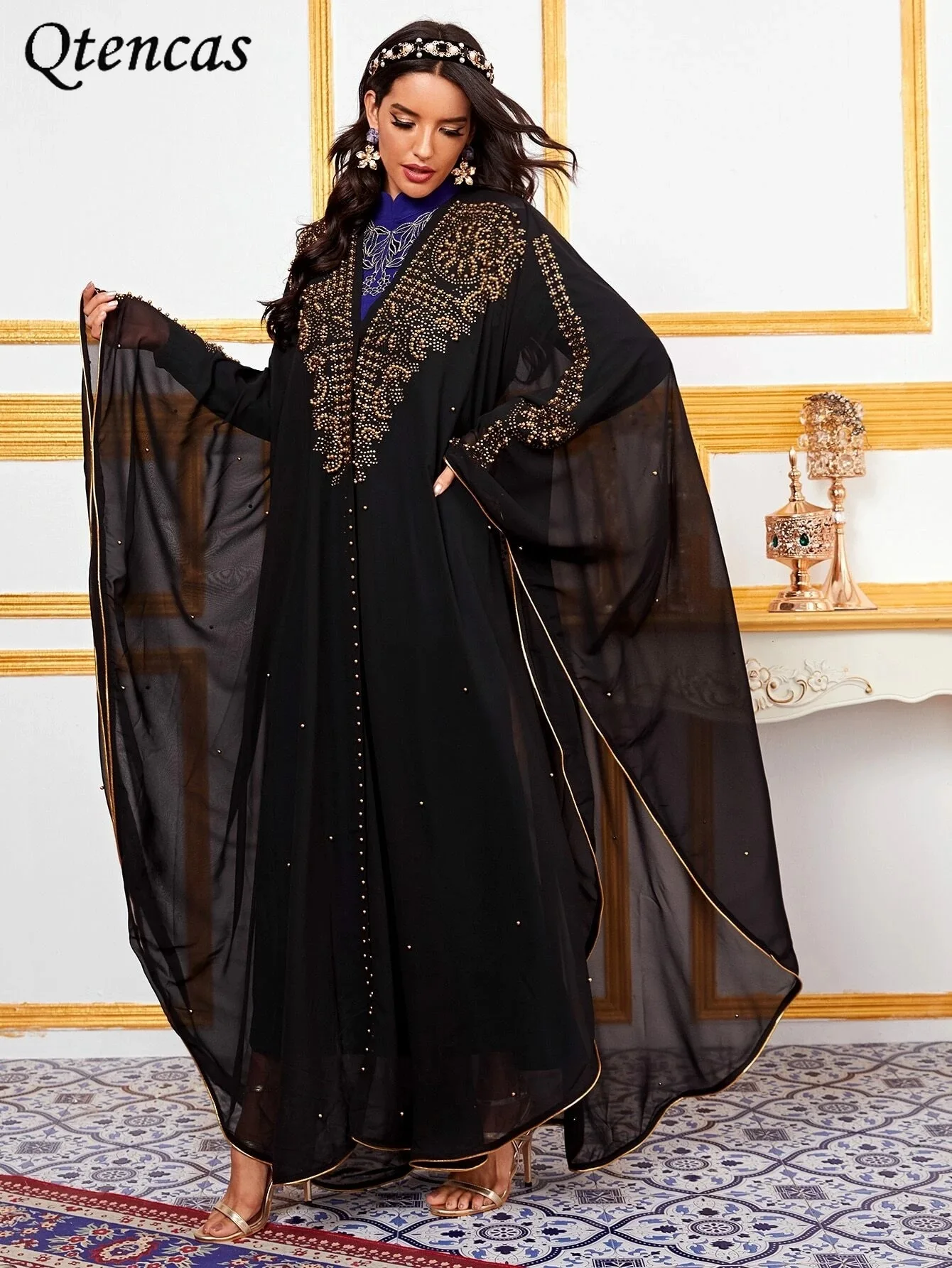 Женское платье-хиджаб, мусульманское, черное, в стиле Дубай, абайя, индейка, для молитв, мусульманский стиль, куртка-хиджаб, Абая для женщин