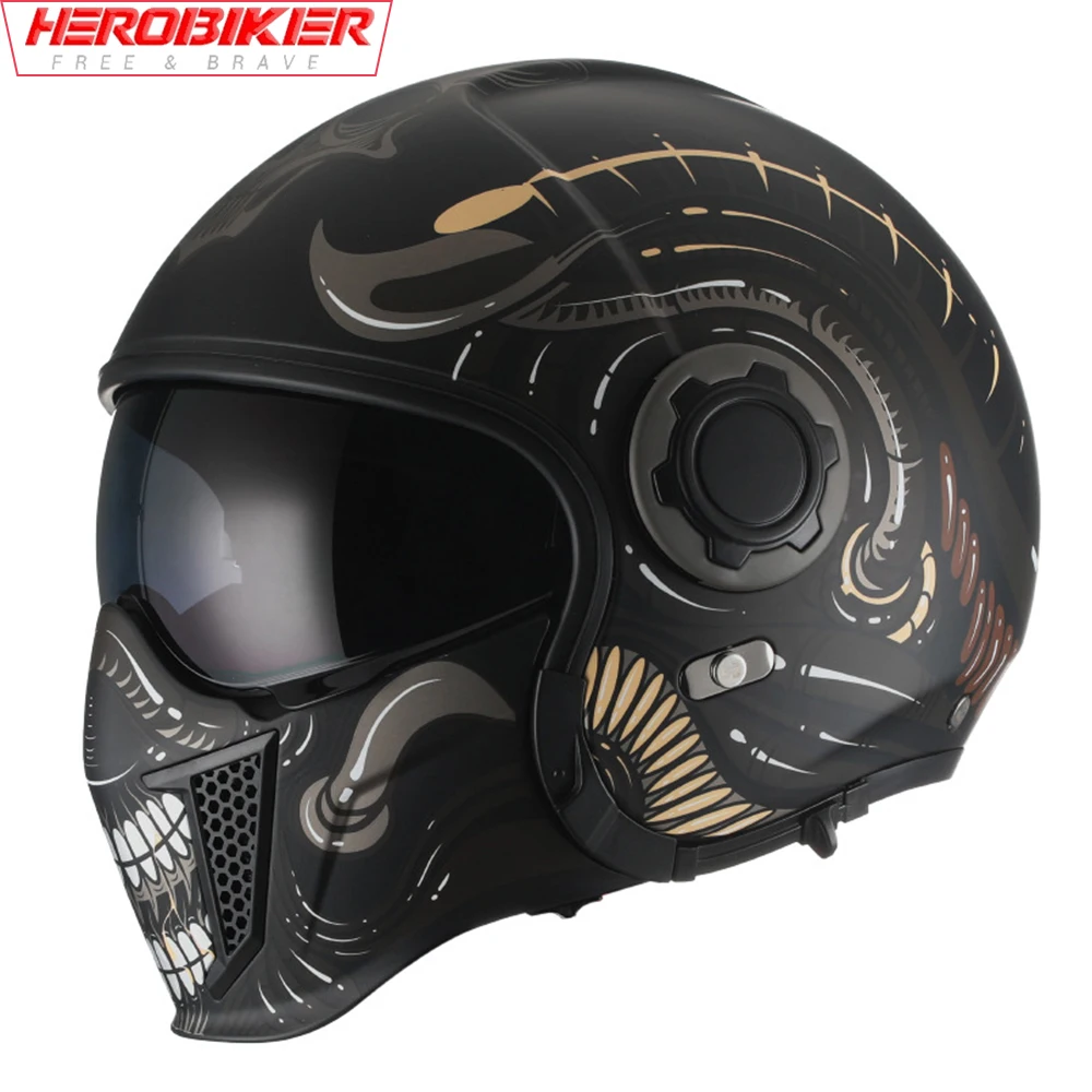 

Motorcycle Helmet Retro Can Be Modified and Detachable Windshield Goggles Mask Breathable Drop Resistance DOT Certification