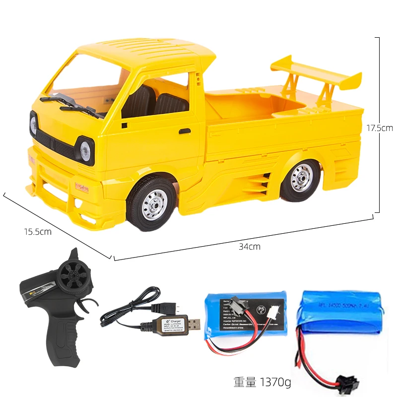 WPL D12D 1:10 2WD RC Car Drift Climbing Truck LED Light On-road 260 Brushed Motor Car with Tail 1/10 For Kids Gifts Toys VS D12 enlarge