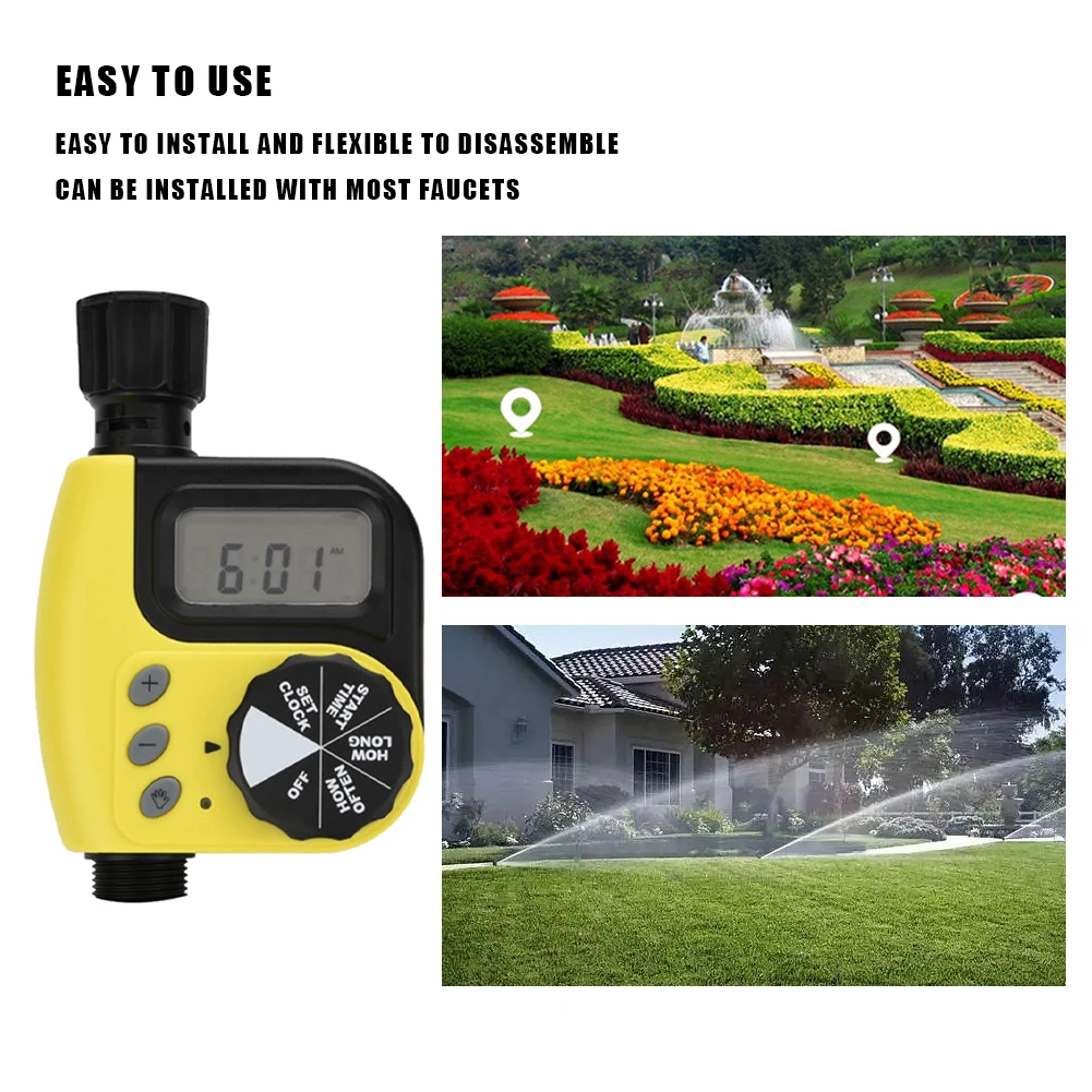 Home Water Timer Controller LCD Display Smart Irrigation Timer Soft Rubber Button for Cooling Courtyard/Greenhose Humidification