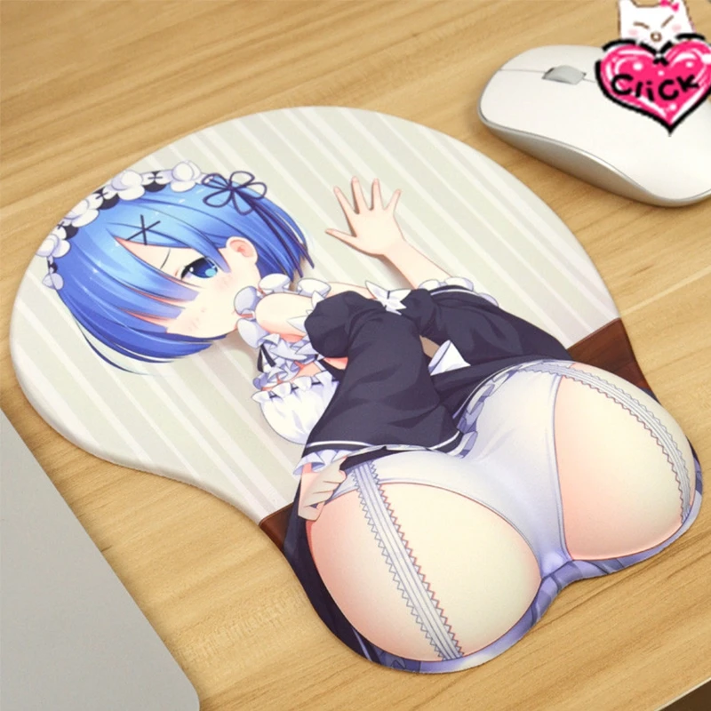 

3D Buttock Gaming Mouse Pad with Wrist Rest Silicone gel filled 2way fabric Big Size