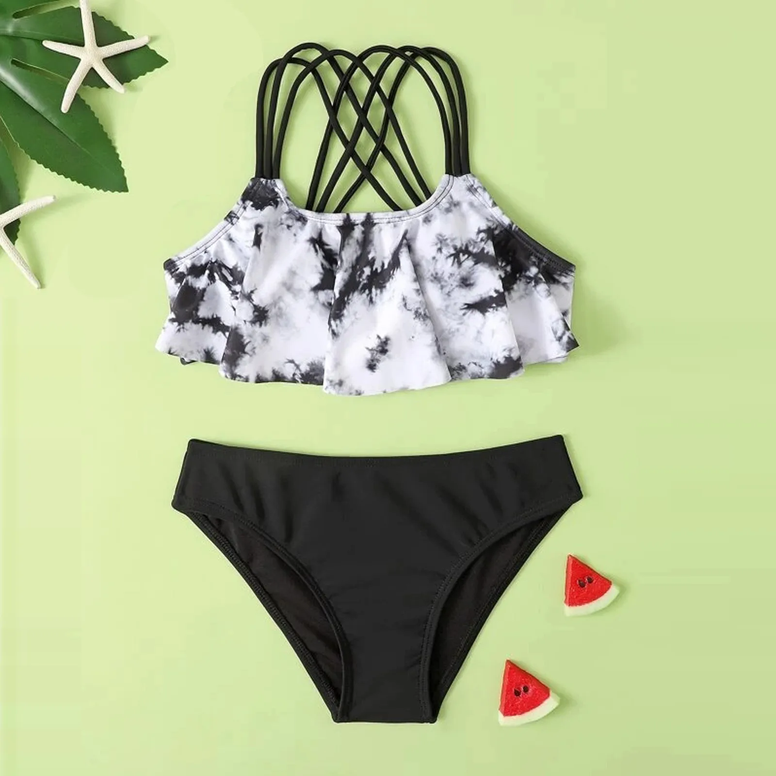 

Split Swimsuit Bikini Summer Girls Swimwear Printed Bikini Swimsuit Set Children Teen Schwimmen Biquíni Infantil Kids Bimba New