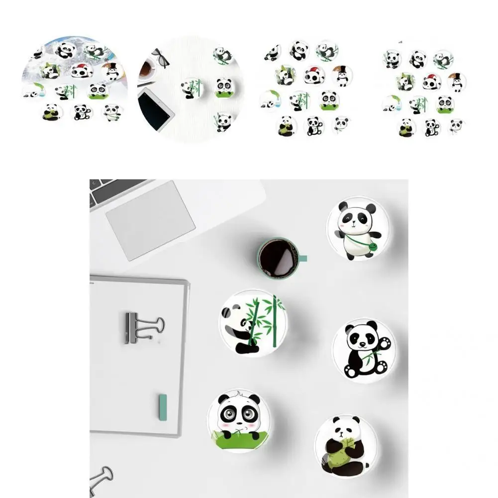 12Pcs Functional Ornamental Vivid Expression Whiteboard Magnet Cute Panda Magnetic Sticker for Home Refrigerator Magnet