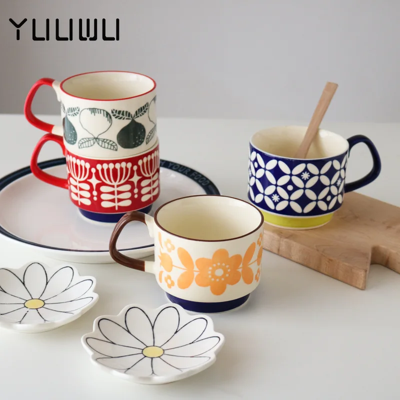 

300ml Japanese Ceramic Retro Glaze Nordic Coffee Mug Creative Breakfast Milk Cereal Cups Can Be Used In Microwave Oven
