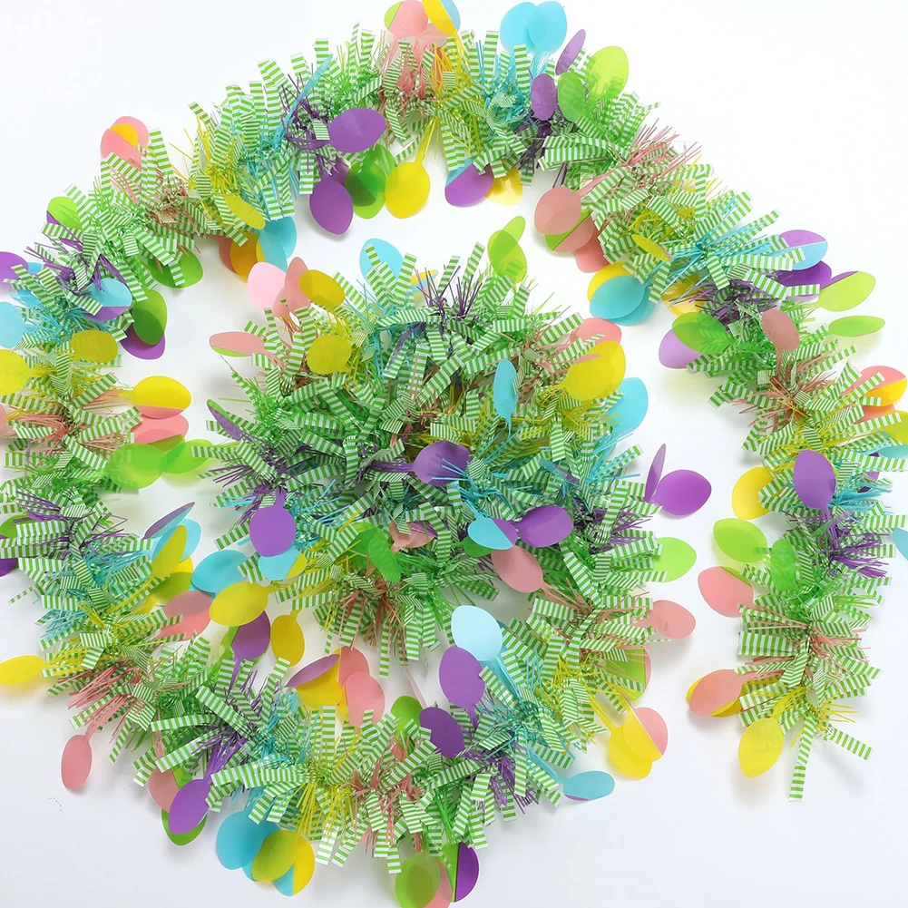 

52.5FT 8pcs Easter Garlands Stripe Easter Decorations For Home Tinsel Garland Colorful Fringe Decor Hanging Ornament