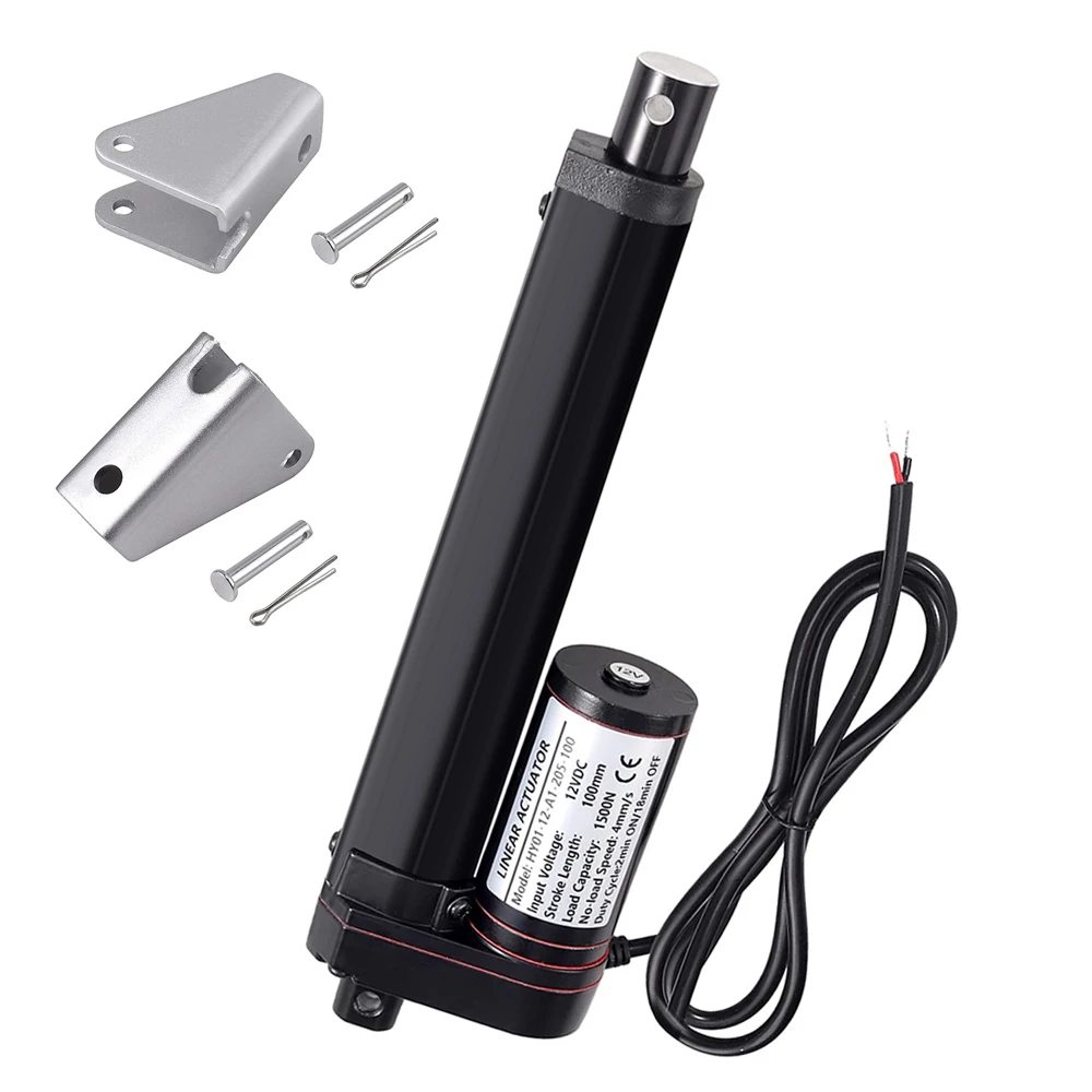 Электрический линейный привод постоянного тока 12 В, 100 мм ~ 400 мм, линейный двигатель с кронштейном, все металлические шестерни 100/300/500/700/1500N 1000 a 30 Вт