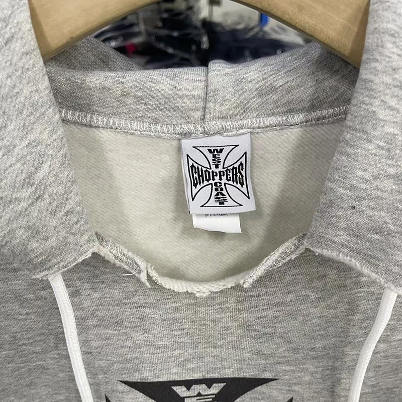 Фото Толстовка с капюшоном West Coast Choppers Do Old Neckline Iron Cross Print Letter Logo Пуловер WEST COAST Мужская уличная толстовка №3