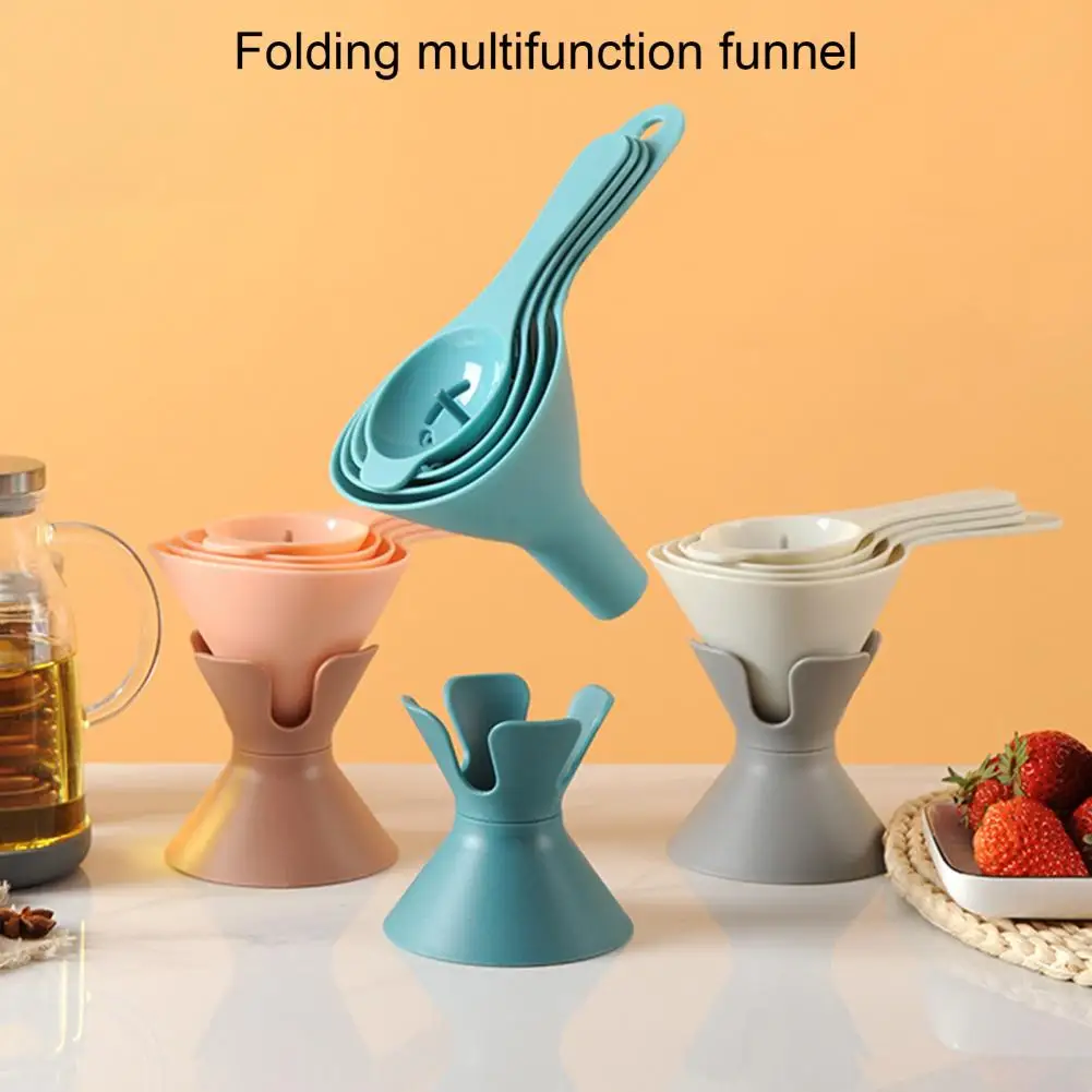 

1 Set Oil Funnel Multifunctional 6-in-1 Assorted Size Detachable Easy Clean Filter Reusable Solid Food Liquid Wine Kitchen Funne