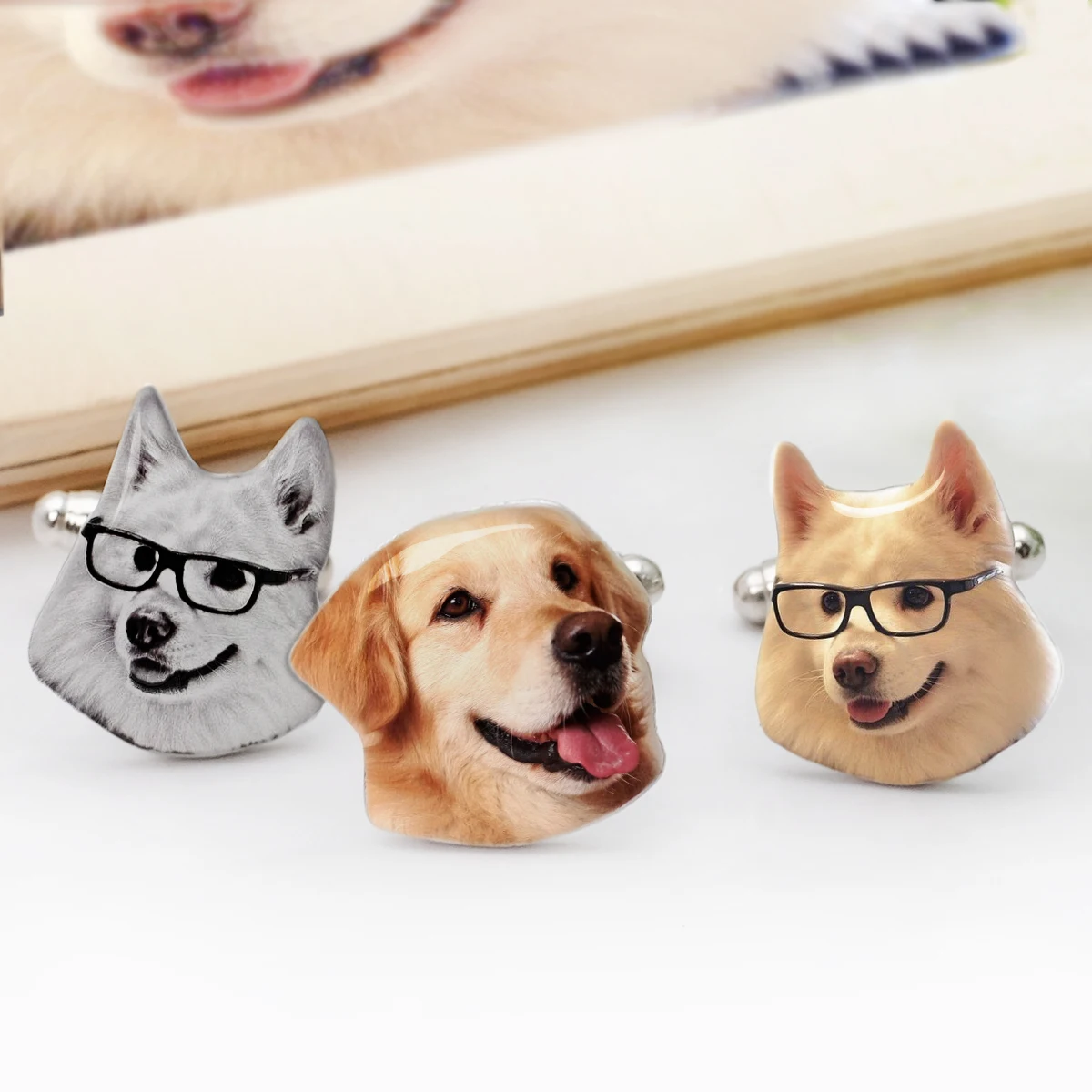 

Personalized Pet Photo Cufflinks Custom Dog Portrait Cuff Links Handmade Cat Photo Jewelry Dog Picture Memorial Gift for Him