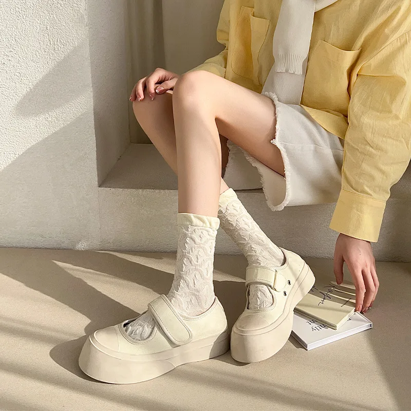 3PCS Simple New Spring Autumn Lolita White Socks Set for Women Fashion Jk 3d Fried Dough Twists Socks Korean Japanese Style