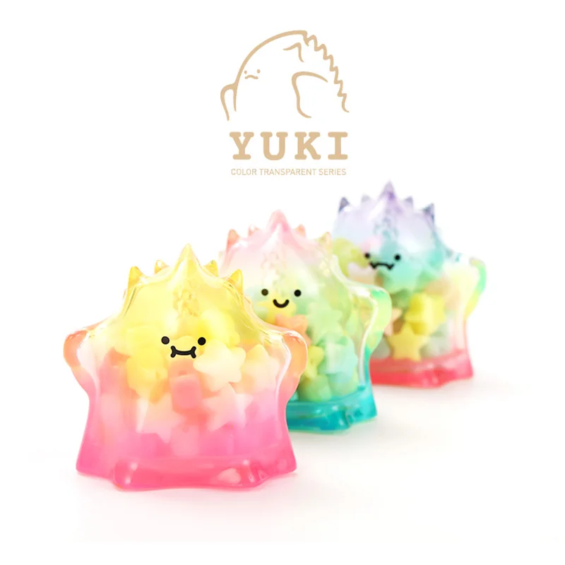 

Kawaii Мультфильм Юки прозрачная серия POPMART экшн-фигурки куклы игрушки декоративные модели подарки для детей девочек