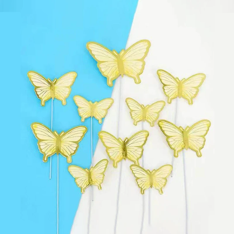 

YOMDID Золотые розовые бабочки для торта 11/10 шт.