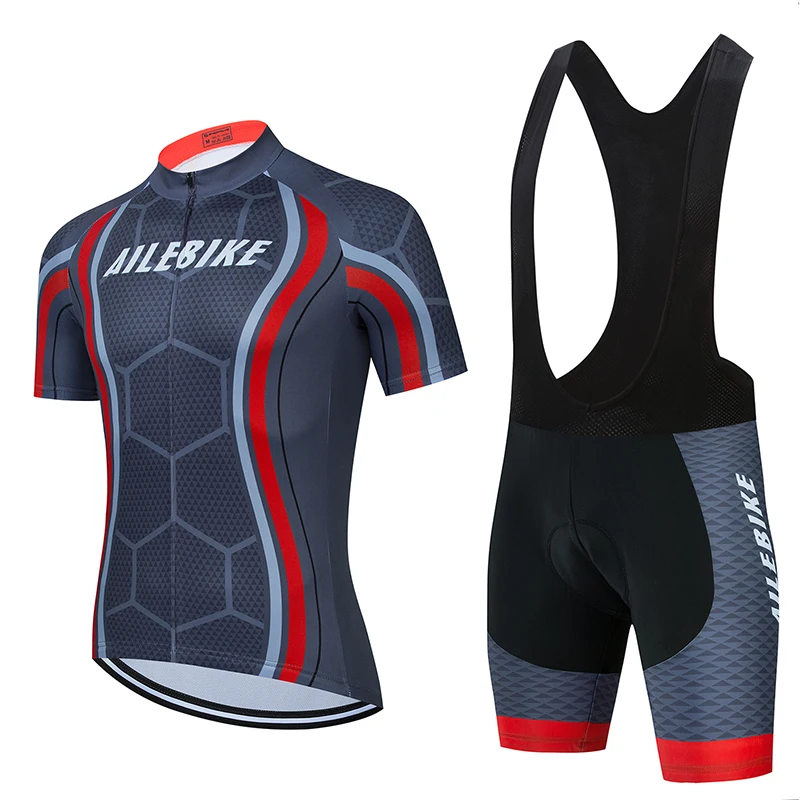 

Men's summer riding clothes short-sleeved suit bicycle mountain bike riding equipment silicone pants pad shorts top