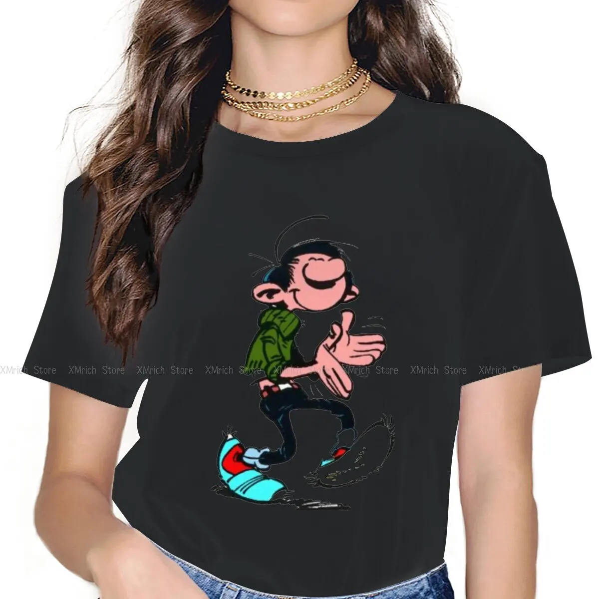

Women's Bravo Raoul T Shirt Gaston Lagaffe Comics Pure Cotton Clothing Casual Short Sleeve Crewneck Tee Shirt Graphic T-Shirts