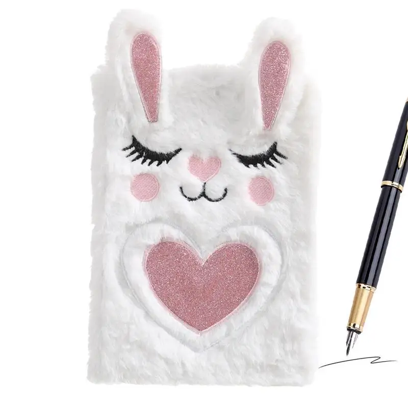 

Cartoon Cute Rabbit Foxes Notebook Plush Hand Book Diary Book For Kids Student School Sketchbook Stationery Gift