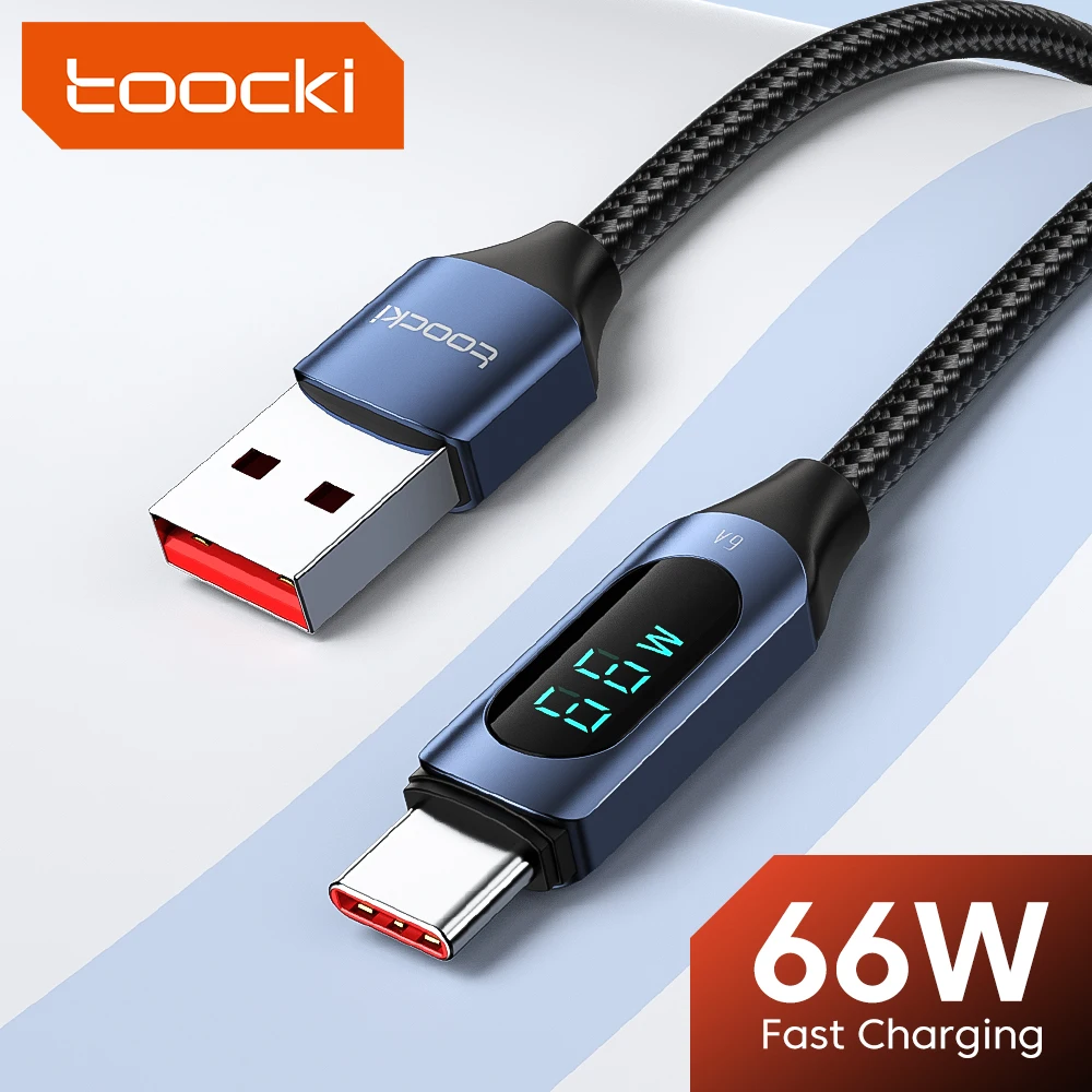 

Toocki 66W USB Type C Digital Display Charger Cable 6A Fast Charging Data Cord For Samsung Huawei Xiaomi Oneplus POCO Redmi